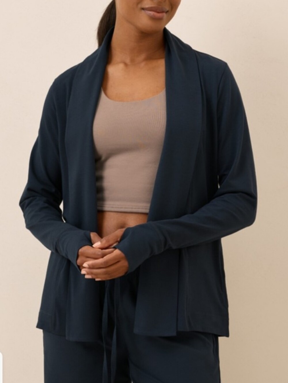 Pact Organic Luxe Essential Swing Cardigan, Midnight Blue, Size M, Like New